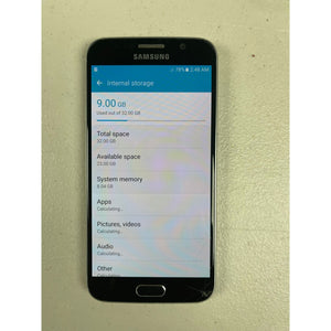 Samsung Galaxy S6 32GB Blue Broken LCD Phone Turning On Phone for Parts Only